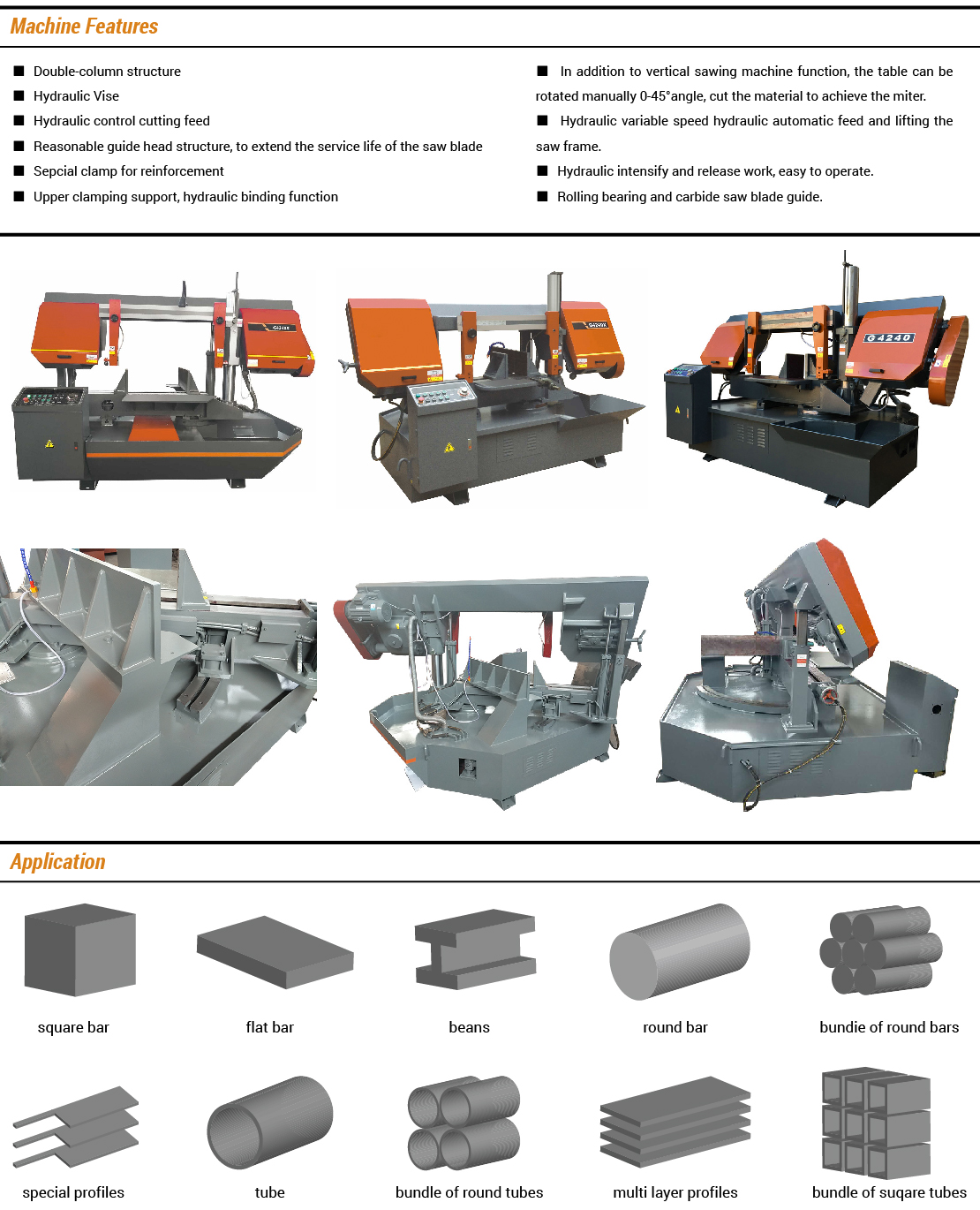 Angle Horizontal Metal Band Sawing Machine