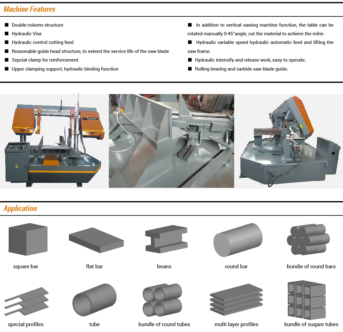 Angle Horizontal Metal Band Sawing Machine